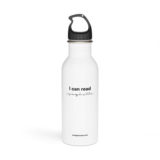 "I can read spaghetti" Stainless steel bottle