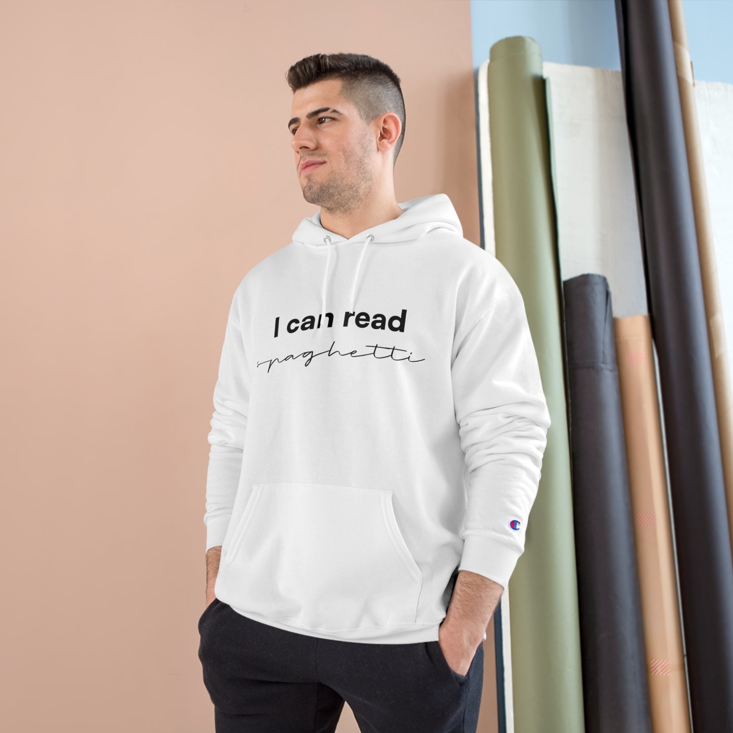 "I can read spaghetti" Champion Hoodie