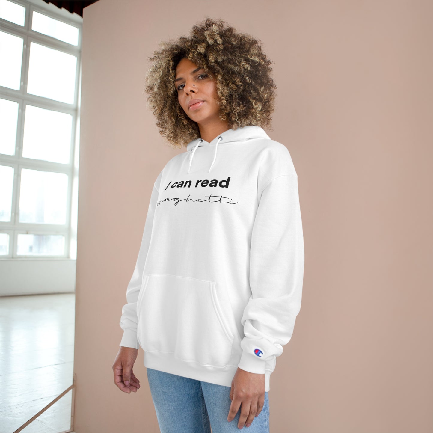 "I can read spaghetti" Champion Hoodie