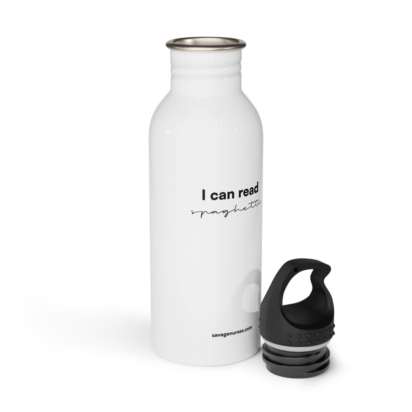 "I can read spaghetti" Stainless steel bottle